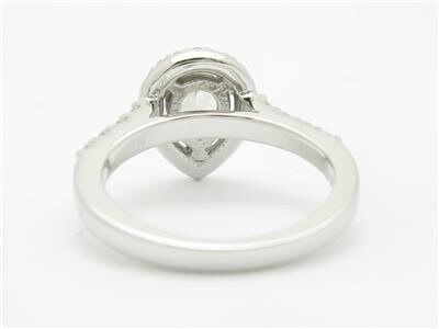 LIV 14k White Gold Diamond Pear Shape Halo Engagement Promise Ring 1.56 G-SI1 Sz 6