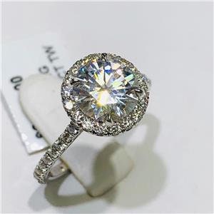 LIV 14k White Gold Genuine White Diamond 2.60ct tw Round Cut Engagement Ring