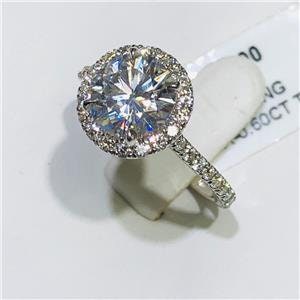 LIV 14k White Gold Genuine White Diamond 2.60ct tw Round Cut Engagement Ring