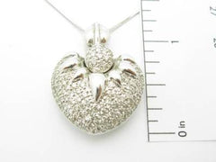 LIV 14kt Solid White Gold Genuine White Diamond Heart Desgin Drop Necklace Gift
