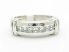 LIV 14k White Gold Genuine Princess Cut White Diamond Wide Band Design Ring New Gift