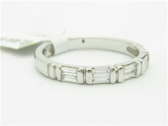LIV 14k White Gold Genuine Baguette Cut White Diamond Wedding Band Design Ring Gift