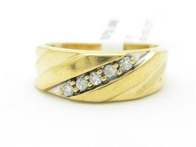 LIV 14k Yellow Gold Genuine Diamond Wide Wedding Band Channel Set Design Ring Gift