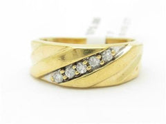 LIV 14k Yellow Gold Genuine Diamond Wide Wedding Band Channel Set Design Ring Gift
