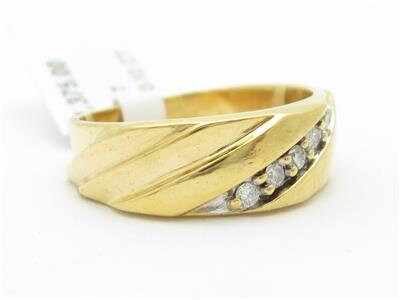 LIV 14k Yellow Gold Genuine Diamond Wide Wedding Band Channel Set Design Ring Gift