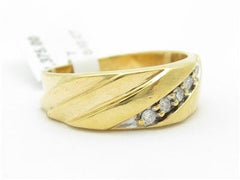 LIV 14k Yellow Gold Genuine Diamond Wide Wedding Band Channel Set Design Ring Gift