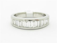 LIV 14k White Gold Genuine White Diamond Baguette Stone Channel Wedding Band Ring