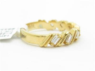 LIV 14k Yellow Gold Genuine Diamond Baguette Wedding Band Design Ring New Gift