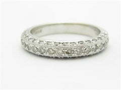 LIV 14k White Gold Genuine White Diamond Round Stone Pave Set Wedding Band Ring Gift