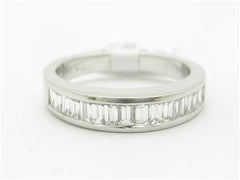 LIV 14k White Gold Genuine White Diamond Baguette Design Channel Wedding Band Ring
