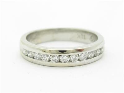 LIV 18k White Gold Genuine White Diamond Round Channel Set Design Wedding Band Ring