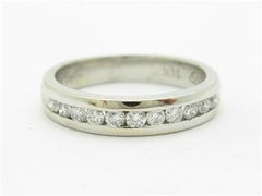 LIV 18k White Gold Genuine White Diamond Round Channel Set Design Wedding Band Ring