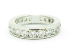 LIV 14k White Gold Simulated White Sapphire Channel Set Wedding Band Design Ring Gift