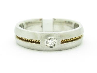 LIV 14k Two Tone Gold Genuine Round White Diamond Wedding Band Halo Design Ring