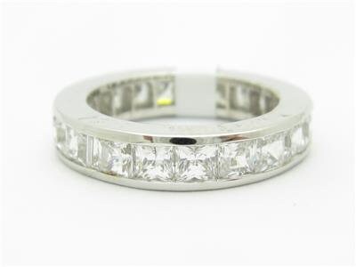 LIV 14k White Gold Simulated White Sapphire Princess Cut Wedding Band Design Ring Gift