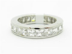 LIV 14k White Gold Simulated White Sapphire Princess Cut Wedding Band Design Ring Gift