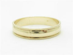 LIV 14k Yellow Gold Mill Grain Edge Design Solid Gold 4mm Wedding Band Ring
