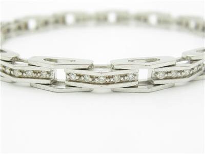 LIV 14k White Gold & Diamonds Abstract Design Channel Tennis Bracelet Bridal Gift