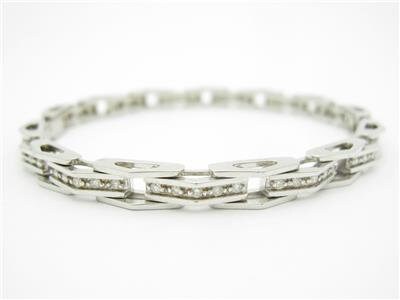 LIV 14k White Gold & Diamonds Abstract Design Channel Tennis Bracelet Bridal Gift