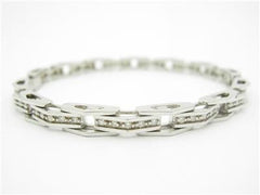 LIV 14k White Gold & Diamonds Abstract Design Channel Tennis Bracelet Bridal Gift