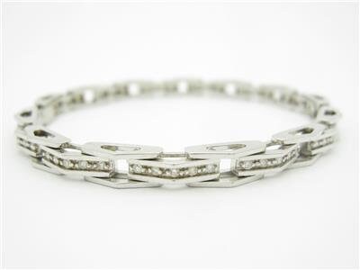 LIV 14k White Gold & Diamonds Abstract Design Channel Tennis Bracelet Bridal Gift