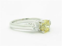 LIV 14k White Gold 3 Stone Design Yellow Sapphire Engagement Travel Promise Ring