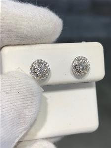 LIV 18k White Gold & Diamonds 0.77ct tw G/VS1 Pave Round Halo Stud Earrings Gift