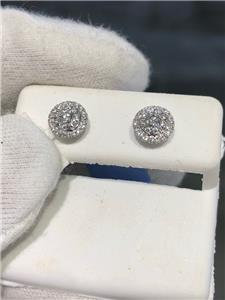 LIV 18k White Gold & Diamonds 0.77ct tw G/VS1 Pave Round Halo Stud Earrings Gift