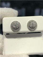 LIV 14k White Gold & Diamonds 0.88ct tw G/VS1 Round Double Halo Pave Stud Earrings