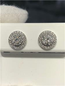 LIV 14k White Gold & Diamonds 0.88ct tw G/VS1 Round Double Halo Pave Stud Earrings