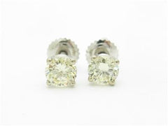 LIV 14k White Gold & Simulated Yellow Sapphire Round Cut 4 Prong Basket Stud Earrings