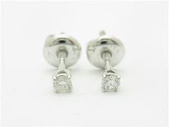 LIV 14k White Gold Genuine White Diamonds .10ct Round F-VS Screw Back Stud Earrings