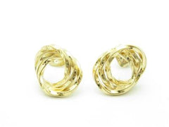 LIV 14k Yellow Gold Love Knot Design Halo Stud Earrings Gift