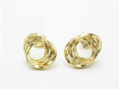 LIV 14k Yellow Gold Love Knot Design Halo Stud Earrings Gift