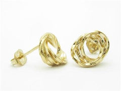 LIV 14k Yellow Gold Love Knot Design Halo Stud Earrings Gift