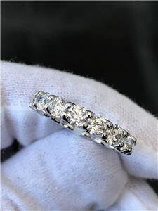 LIV 14k White Gold & Diamonds 4.18ct G/VS1 Common Prong Eternity Band Ring