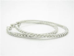 LIV 14k White Gold & Diamonds Inside Out Design 2" Diameter 2.24ct Hoop Earrings