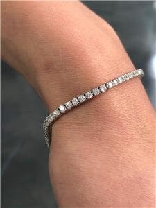 LIV 14k White Gold & Diamonds Prong Set 3.53ct G/VS1 Stackable Tennis Bracelet 7" L