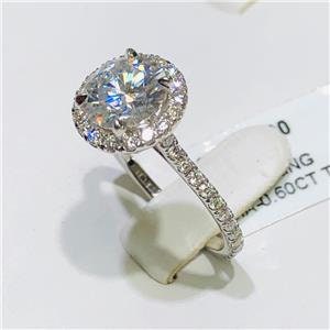 LIV 14k White Gold Genuine White Diamond 2.60ct tw Round Cut Engagement Ring