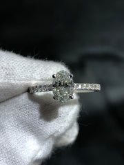 LIV 14k White Gold Oval Diamond Cathedral Engagement Ring 1.01ct Center Stone 1.46ct tw