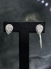 LIV 14k White Gold Natural Diamonds Pear Shape Design Halo Stud Prong Cluster G/VS1 Earrings Bridal Gift Wedding