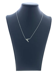 LIV 14k White Gold & Natural Diamonds Initial A Sideway Design Necklace 16"-18" L