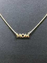 LIV 14K Yellow Gold Hand Made Mom Design Personalized Necklace Any Word or Phrase Available 16" Length