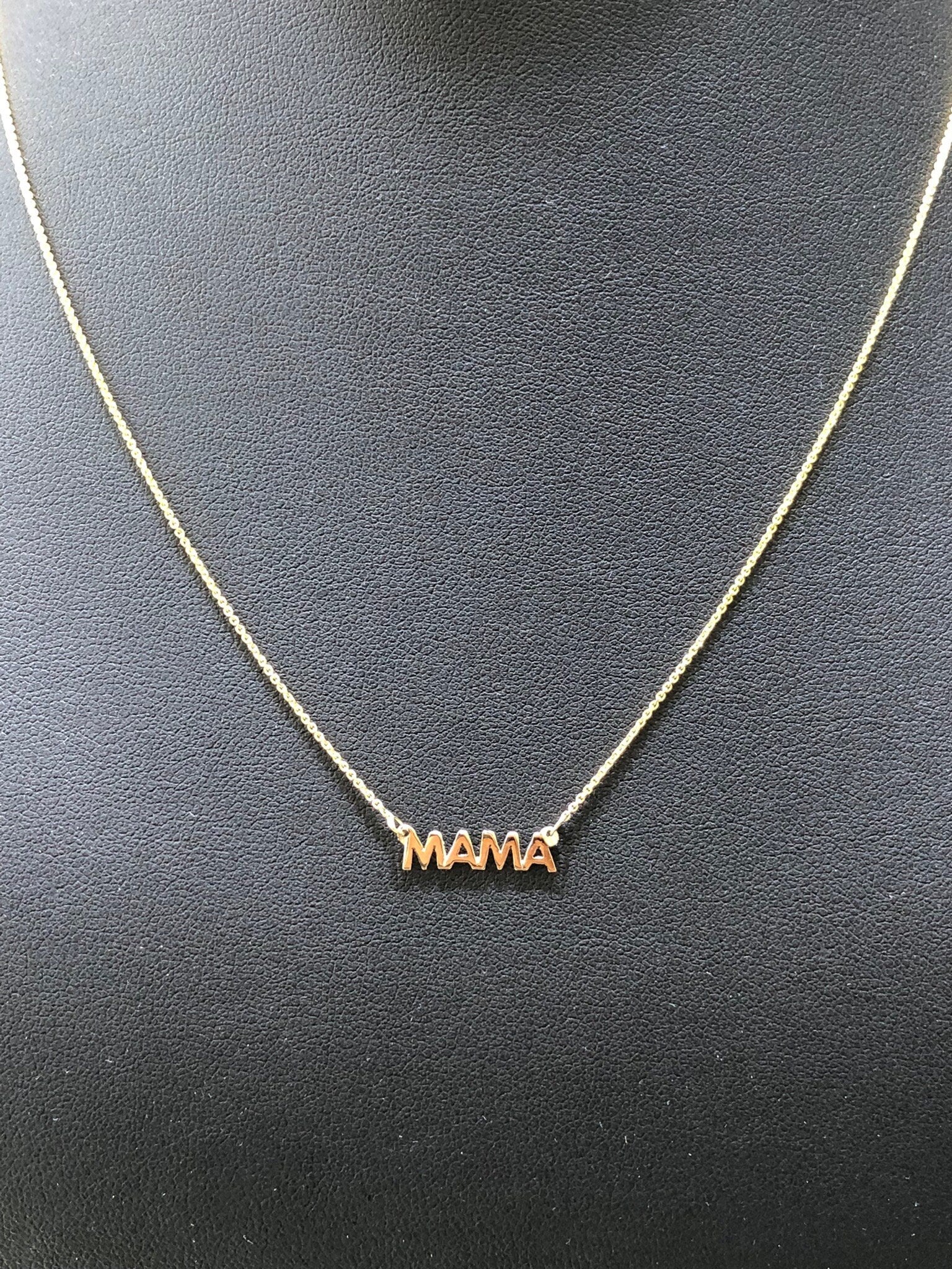 LIV 14K Yellow Gold Hand Made Mama Design Personalized Necklace Any Word or Phrase Available 16" Length