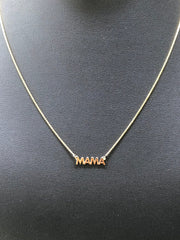 LIV 14K Yellow Gold Hand Made Mama Design Personalized Necklace Any Word or Phrase Available 16" Length