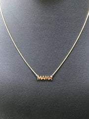 LIV 14K Yellow Gold Hand Made Mama Design Personalized Necklace Any Word or Phrase Available 16" Length