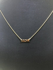 LIV 14K Yellow Gold Hand Made Mom Design Personalized Necklace Any Word or Phrase Available 16" Length