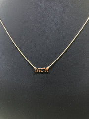 LIV 14K Yellow Gold Hand Made Mom Design Personalized Necklace Any Word or Phrase Available 16" Length