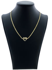 LIV 14k Yellow Gold & Diamonds Open Heart Design Hand Made Necklace 16" Length 8.9 Grams