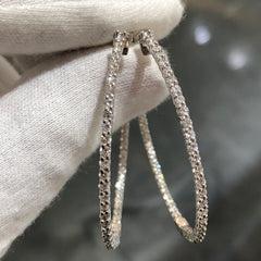LIV 14k White Gold & Natural Diamonds Inside Out Large Hoop Earrings Gift